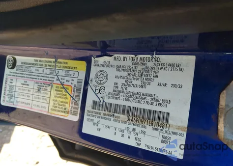 2014 Ford Fusion Se z USA, uszkodzony, nr VIN 3FA6P0H71ER104811